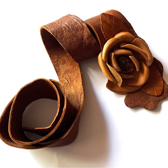 Handcrafted Artisan Leather Boho Women's Belt - Picture 3 of 13